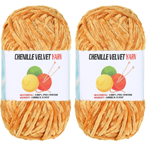 2x100g Νήμα Σενίλ Βελούδου, Μαλακό Χοντρό Νήμα για Πλέξιμο & Κέντημα – Βρεφικές