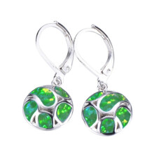 Ronde oorbellen met imitatie-opaal voor dames, model voetbal, met haaksluiting, sieraden, cadeau, legering, imitatie-opaal groen