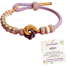 Pulseira com Nó de Flor de Pêssego – Joia Trançada Ajustável para Mulheres e Adolescentes, Presente de Avó para Neta, Compatível com Todos os