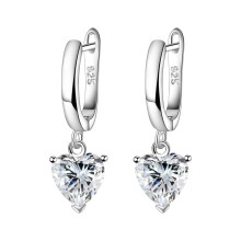 Boucles d'oreilles pendantes en argent et zirconiums cubiques XIAOLE en forme de cœur pour femme – Cadeau idéal pour un mariage, la