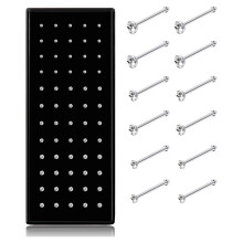 Näspiercingringar med nitar, rostfritt stål, vit, 1,5-2,5 mm, 60-120 delar