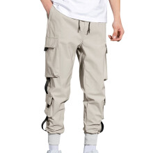 KDFJPTH Herren-Freizeit-Cargohose mit Stretchanteil, Khaki, Größe L