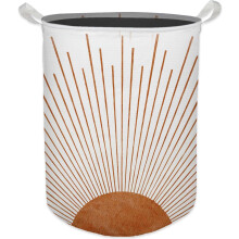 Boho Laundry Basket – Mid-Century Modern, Terracotta, Waterproof, Collapsible Hamper for Bathroom, Bedroom, Nursery – Compatible with Kids & Girls