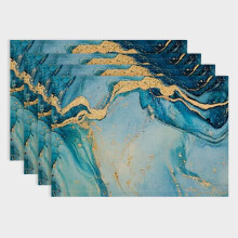 Marbled Surface Western Meal Table Pad Linen Placemat Set of 4 for Dining, Parties, Home Decoration 18x12in