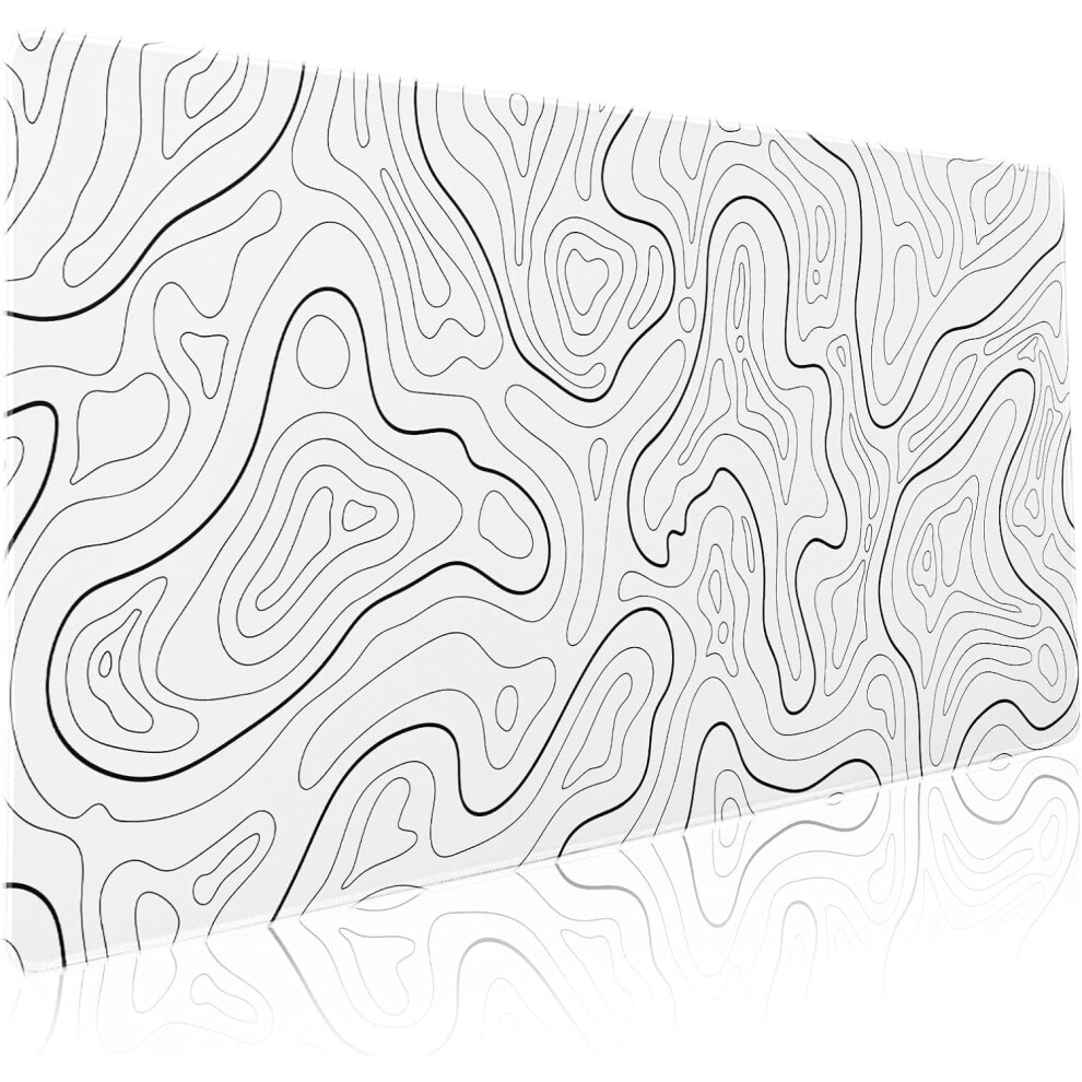 Gaming Mouse Pad Topographic Xxl 35.415.7 Inch White 9193271391043