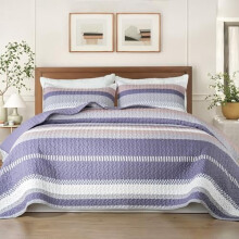 King-Size-Bettwäscheset, wendbare Tagesdecke mit geometrischen Streifen