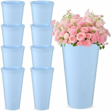 Găleți albe din plastic pentru flori, pachet de 16, 25 cm