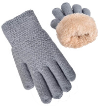 Winter Gloves for Boys Girls Kids Warm Knit Thermal Cable Knitted Gloves Wool Fleece Lined Mittens for Cold Weather Dark Gray 6-13 Years
