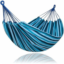 Outdoor Camping Double Hammock Blue Stripes 2-Person