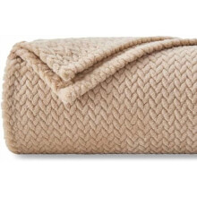 Super Soft Queen Blanket Brown Premium Silky Flannel Fleece Leaves Pattern Lightweight Bed Blanket All Season Use (Brown, Queen(90"x90"))