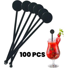 Svarta plastomrörare med skivlock, 100-pack