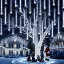 Guirlande lumineuse extérieure effet pluie de météores de 50 cm, 8 tubes étanches en forme de stalactites, idéale pour décorer un sapin de