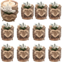 12 drewnianych świeczników typu tealight, rustykalny stojak na świece na upominki ślubne, wieczór panieński, rocznicę – kompatybilny ze