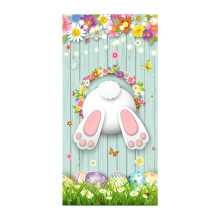 Schattige paashaas deurdecoratie 90x200cm – Vrolijk Pasen veranda banner, lente feestdecoratie, geschikt voor standaard deuren