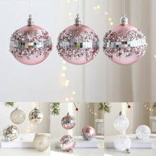 4-Pack 8cm Shatterproof Foam Christmas Ball Ornaments Pink