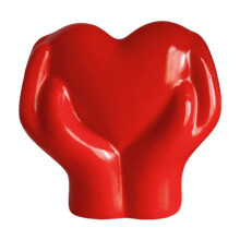 Statuette en résine unie en forme de cœur pour la Saint-Valentin – Figurine de bureau moderne et ludique et décoration de fête, rouge,