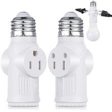 Adaptér pro 3kolíkovou objímku žárovky, polarizovaný E26/E27 na 2/3kolíkový adaptér pro garáž/verandu/CCTV (2 ks)