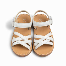 Sandali da bambina Ediodpoh, suola morbida, PU glitterato con intreccio floreale, scarpe estive casual per bambine da 1 a 5 anni, bianco