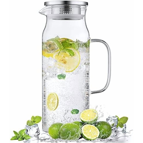 2L glaskande med låg og håndtag