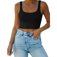 Camiseta sin mangas para mujer con escote cuadrado, tops modernos y sexys, ajustados, ideales para yoga en verano.