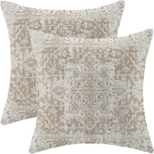 Housses de coussin bohèmes 45 x 45 cm, lot de 2, lin marron, motif ethnique, pour canapé, fauteuil, décoration extérieure
