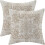 Μαξιλαροθήκες Boho 18x18, Σετ 2 τεμαχίων, Καφέ Λινό Έθνικ Σχέδιο για Καναπέ, Καναπέ, 1