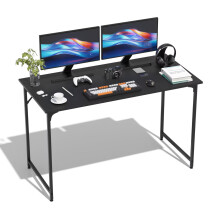 Computer Desk with Metal Frame, Office Desk for Home Office, Modern Simple Style writing Desk, 47 Inchs, Adjustable Feet, (Black)
