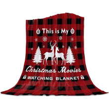 Christmas Reindeer Red Buffalo Plaid Flannel Fleece Throw Blanket, 50x60", Cozy Fuzzy Plush – Compatible with Couch & Sofa