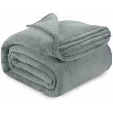 Cool Grey Fleece Blanket Twin Size Lightweight Fuzzy Soft Anti-Static Microfiber Bed Blanket (60x80 Inch)