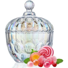 650 ml Bonboniere aus Glas mit Deckel – Dekoratives Kristallglas für Büro, Schmuck, Kekse, Geschenke (Bunt)