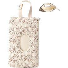 Portable Mommy Bag for Stroller, Refillable Floral Baby Wipe Holder Quilted Wipe Pouch with Lanyard for Casual Travel