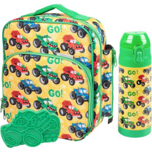 Set pranzo per bambini Monster Truck: borsa termica, bottiglia da 385 ml,