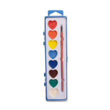 Valentines Day Mini Heart Watercolor Painting Kit - Portable 8-Color Palette with Brush for Creative Art Projects and DIY Crafts