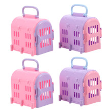 Conjunto de 4 caixas de transporte para animais de estimação em casa de bonecas, de plástico, 7 x 6,5 x 5 cm