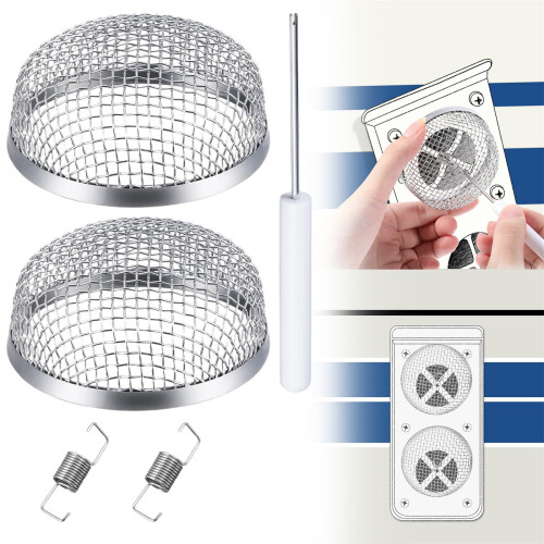 Ventilasjonsdeksler for bobiler i rustfritt stål, 2-pakning