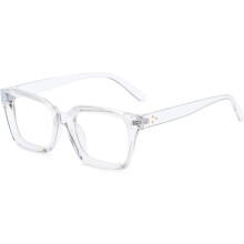 Óculos de grau com armação quadrada grossa clássica e lentes transparentes, sem grau.