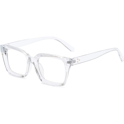Óculos de grau com armação quadrada grossa clássica e lentes transparentes, sem grau.