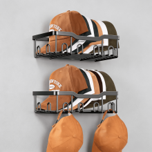 Metal Baseball Cap Hat Rack Wall Organizer 24 Caps Black