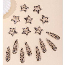 Metalen klikhaarclips, 8 paar ster- en druppelvormige haarspeldjes – antislip Y2K-accessoires voor dun/dik haar, roze en bruine luipaardprint