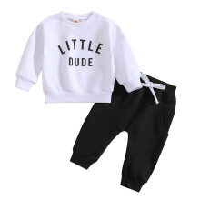Kleinkind-Herbstoutfits für Jungen und Mädchen: Sweatshirt-Pullover mit Buchstabenprint + Hosen-Set, Trainingsanzug für Kinder von 0-6 Monaten