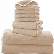 Ensemble de 8 serviettes en microfibre (2 serviettes de bain, 2 serviettes pour les mains, 4 gants de toilette), ultra-douces et absorbantes –