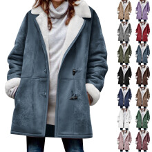 Abrigo de invierno de talla grande para mujer, chaquetas acolchadas cálidas para mujer, chaqueta acolchada lisa con estampado floral de manga larga,