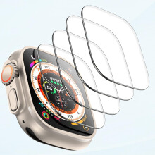 4-pak skærmbeskyttere i hærdet glas til Apple Watch Ultra/Ultra2 (49 mm), militært stødsikker, ridsefast, HD klar