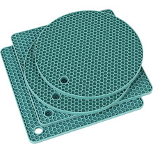 Lot de 4 dessous de plat en silicone turquoise pour plats et casseroles chauds, tapis résistants à la chaleur pour plan de travail de cuisine
