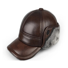 Cappelli invernali in vera pelle, primo strato in pelle bovina, caldi paraorecchie, berretti bomber con velluto, spessi, cappelli da uomo, cappello