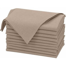 Leinen-Servietten, 12er-Set, 45 x 45 cm, Baumwoll-Leinen-Mischgewebe, waschbar und wiederverwendbar – Helltaupe