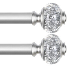 Confezione da 2 aste telescopiche per tende da 32-58" (7/8"), argento, per finestre da 20-54", con terminali traslucidi