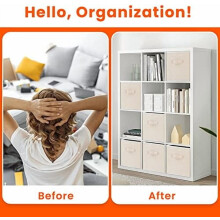 11 Inch Fabric Storage Cubes Beige 8 Pack