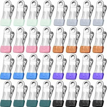 Pacote com 64 prendedores de roupa coloridos em aço inoxidável