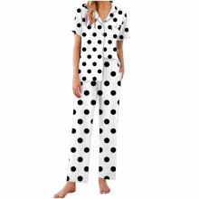 Women's cotton 2-piece pajama set short sleeve print S-2XL